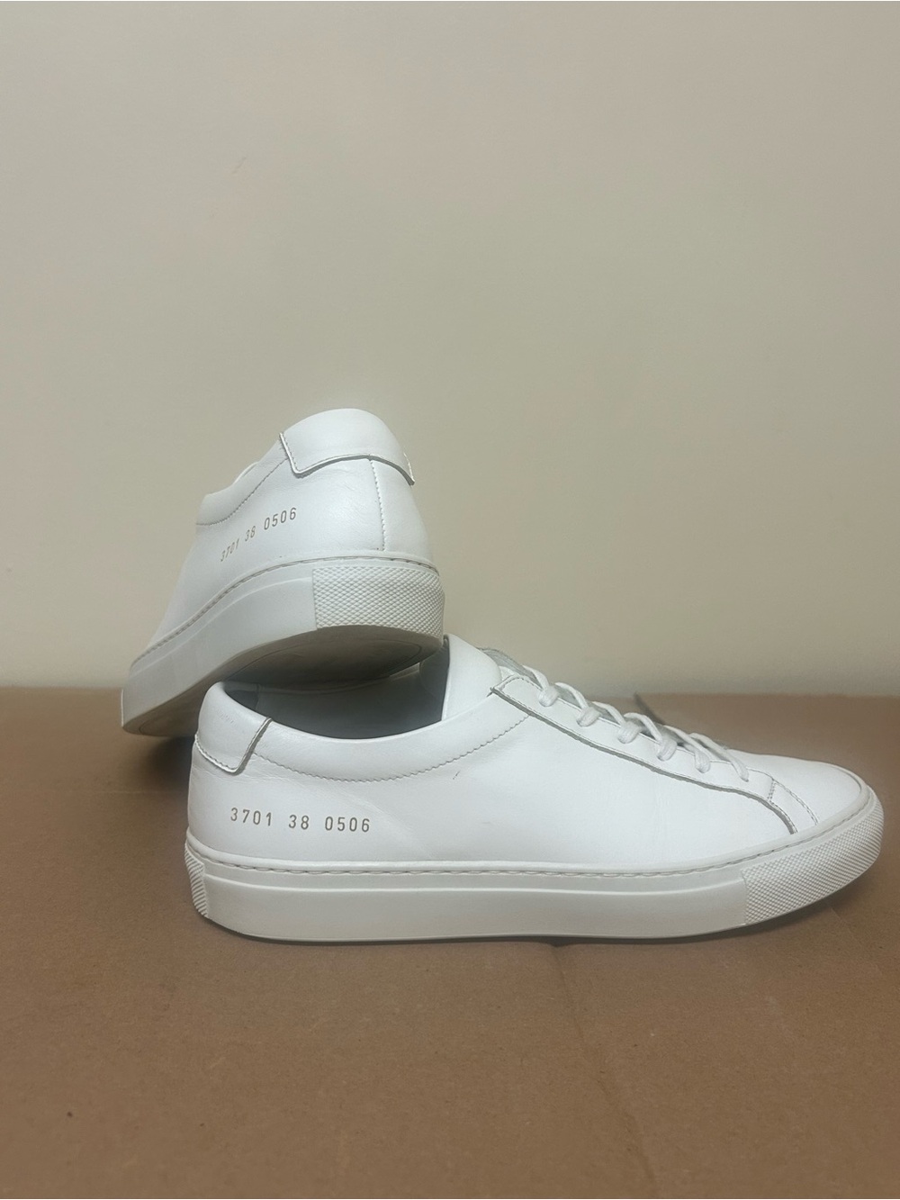 Common Projects White Leather Low-Top Sneakers with Side Numbering